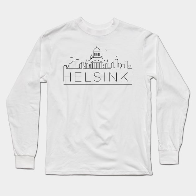 Helsinki Minimal Skyline Long Sleeve T-Shirt by kursatunsal